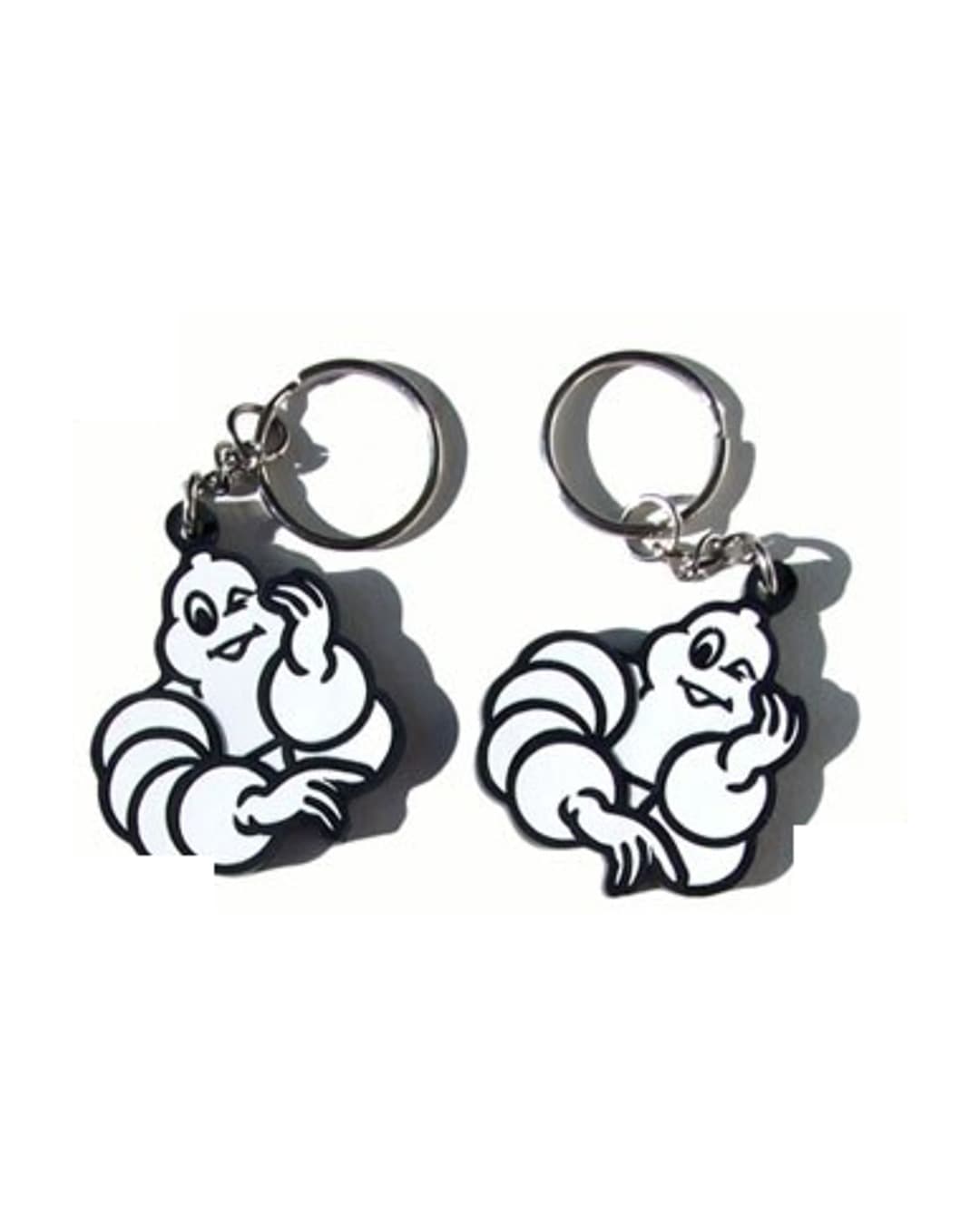Michelin — Bibendum soft-PVC moulded keychains, split-ring hardware