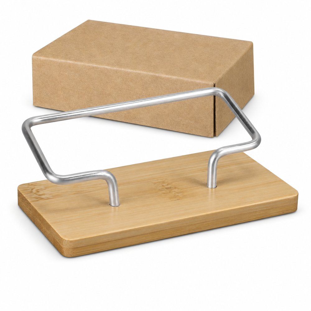 Bamboo Business Card Stand with Steel Frame