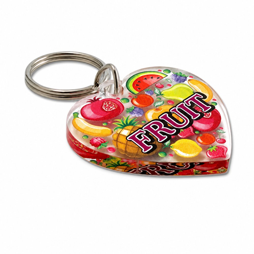 Heart Shaped Acrylic Keyrings, Full Colour Print