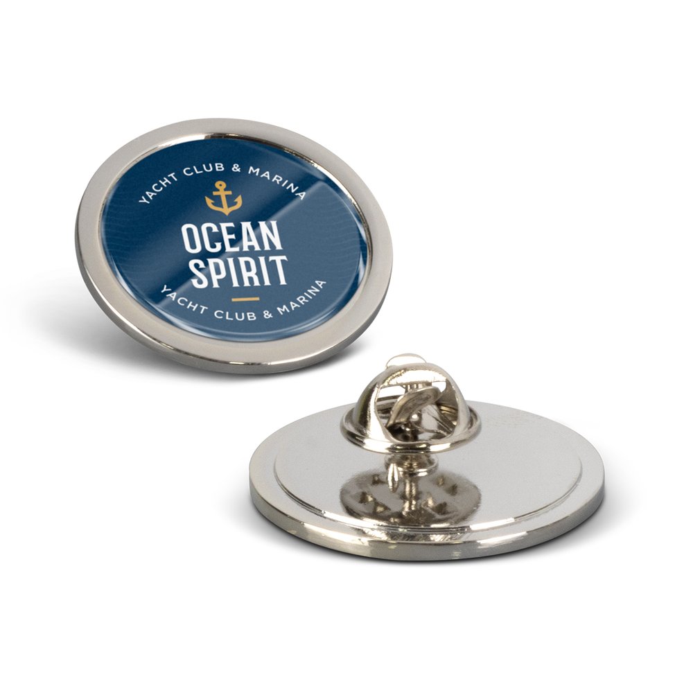 Round Resin Dome Lapel Pin - Nickel