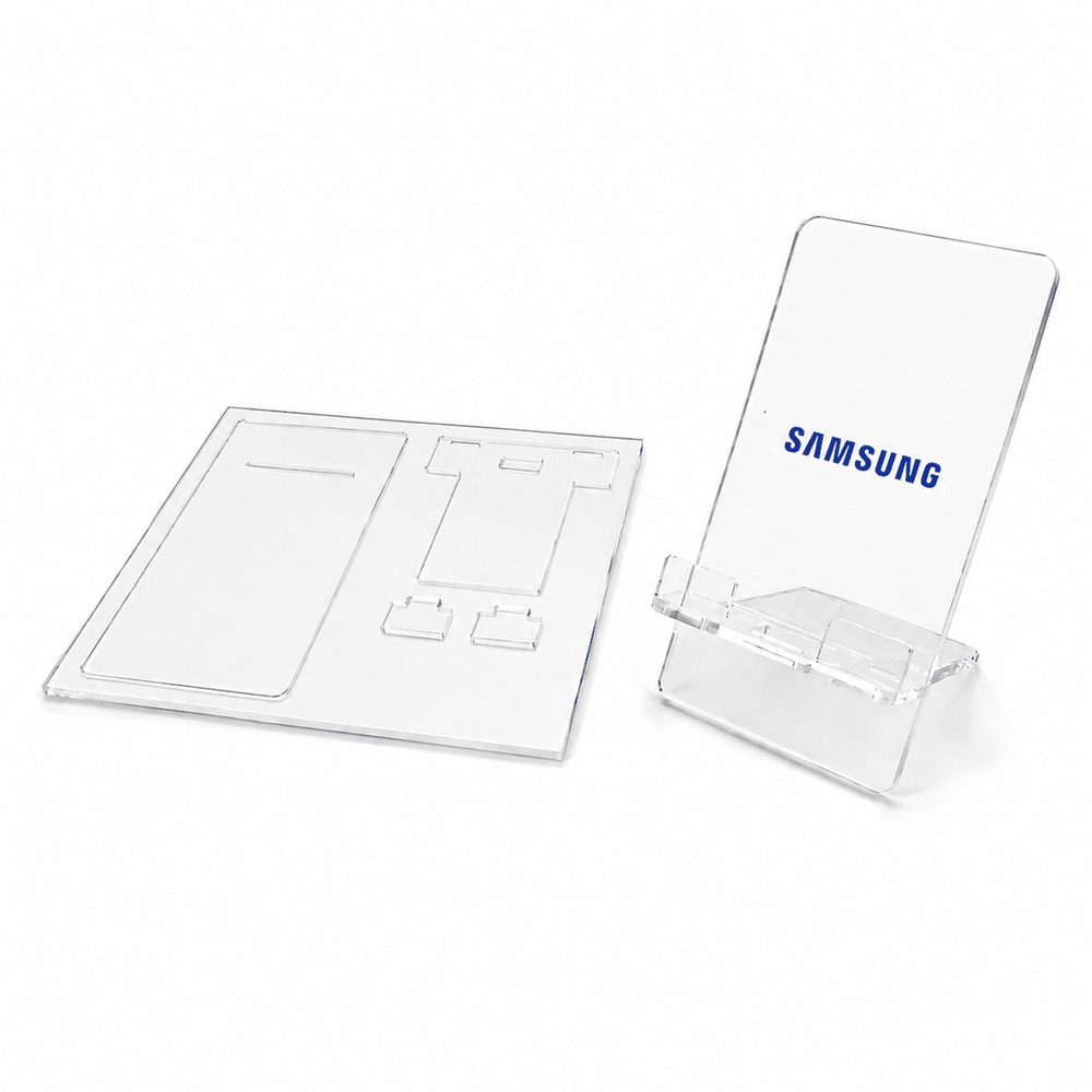 Clear Acrylic Phone Stand, Flat-Pack Desk Piece
