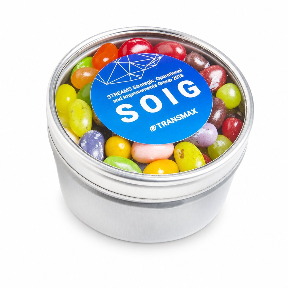 Jelly Belly Beans in Branded Clear Tin (150g)
