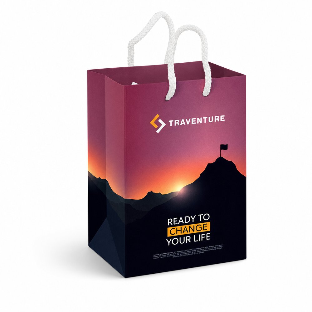 Custom Printed Paper Carry Bags Small — Full Colour