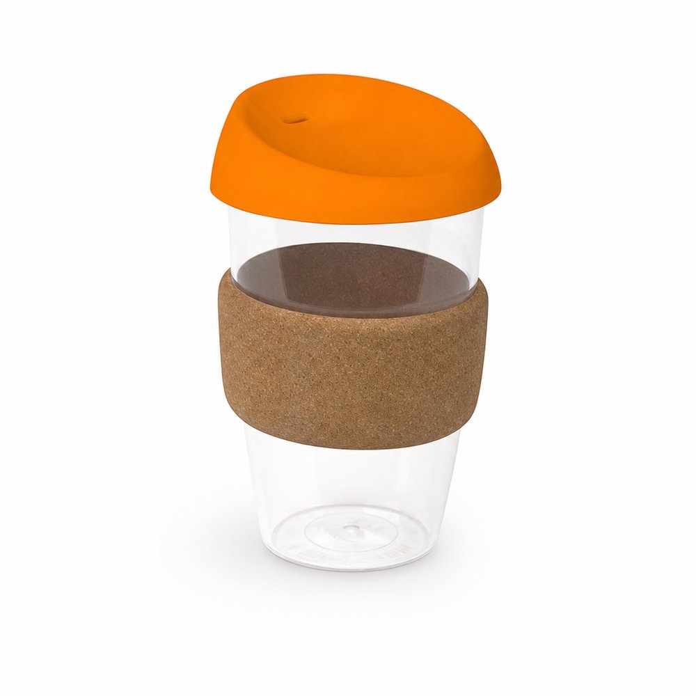 India コルクバンド付き リユーザブル プラスチックコーヒーカップ 535ml
