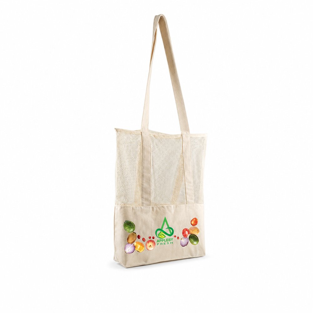 Baumwoll-Mesh Eco-Tragetasche mit Kaliko-Boden