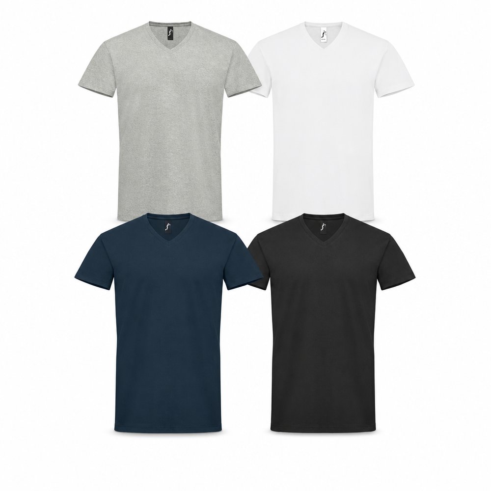Branded Men's V-Neck T-Shirts in 190gsm Cotton