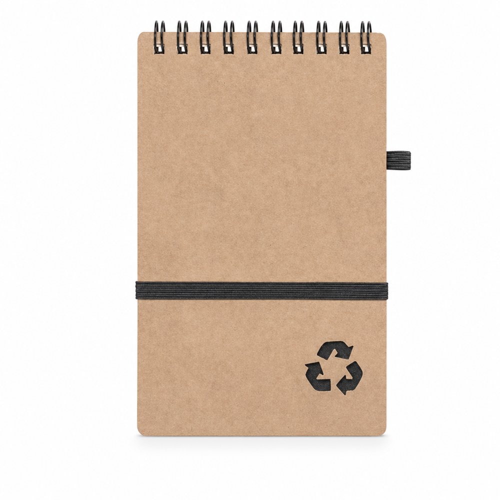 Recycled Spiral Notepad with Elastic — Small