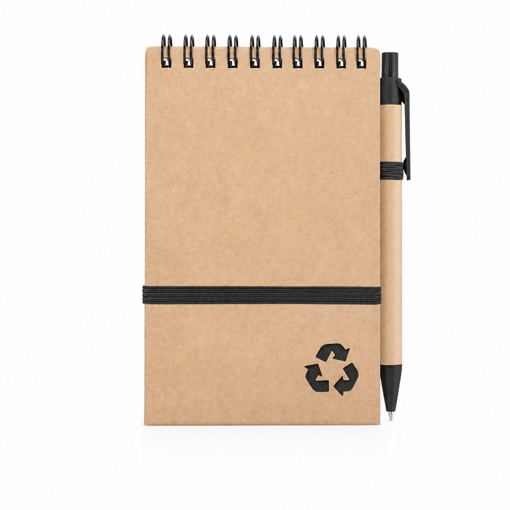 Recycled Spiral Notepad with Pen — Small