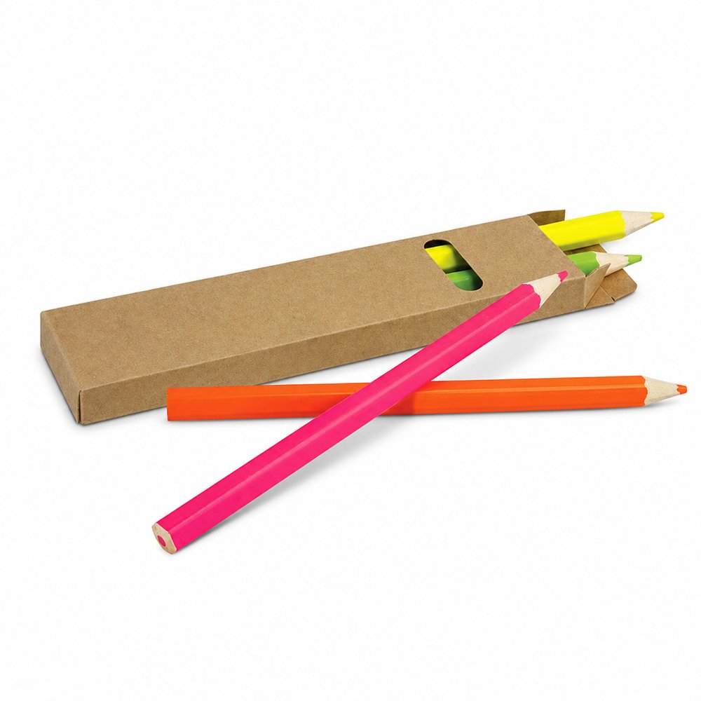 Neon Highlighter Pencil Set — Branded 4-Pack