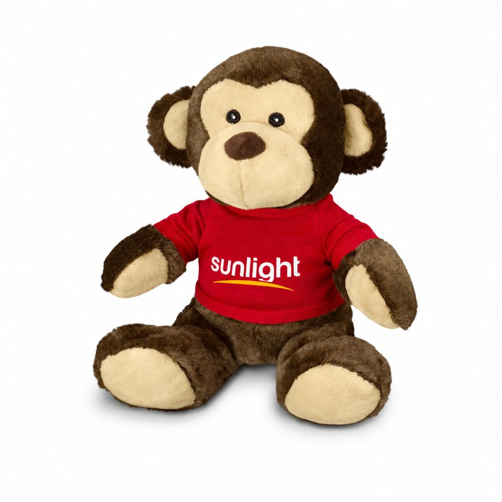 Branded Monkey Plush Toy with Custom T-Shirt Print
