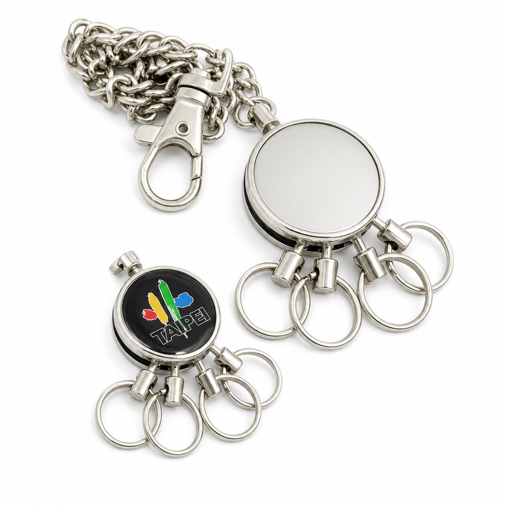 Round Key Separator Keyring with Domed Logo