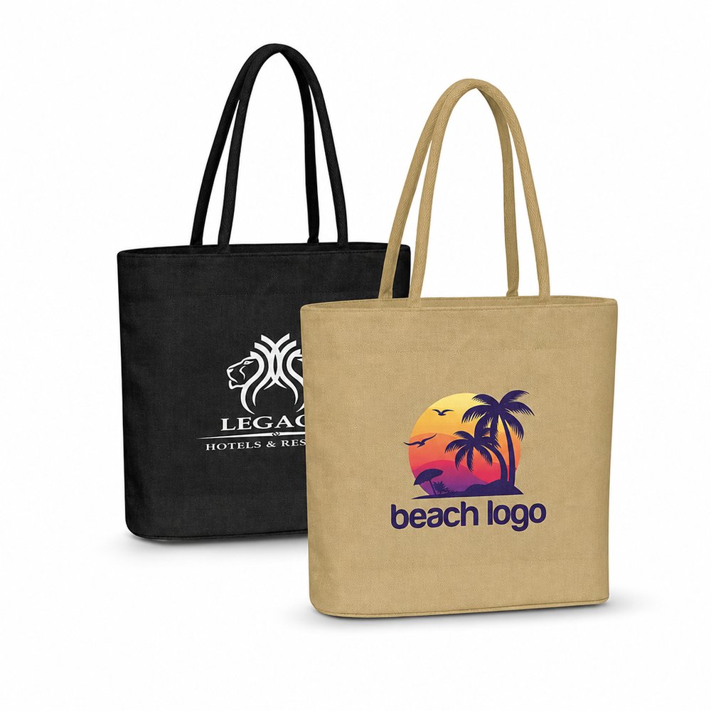 Branded Jute Tote Bag with Padded Cotton Handles