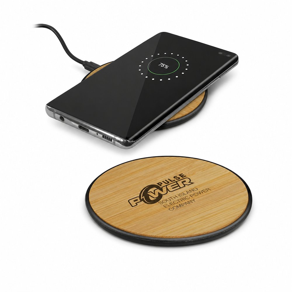 Bamboo Wireless Charger, Branded Qi 5W Pad
