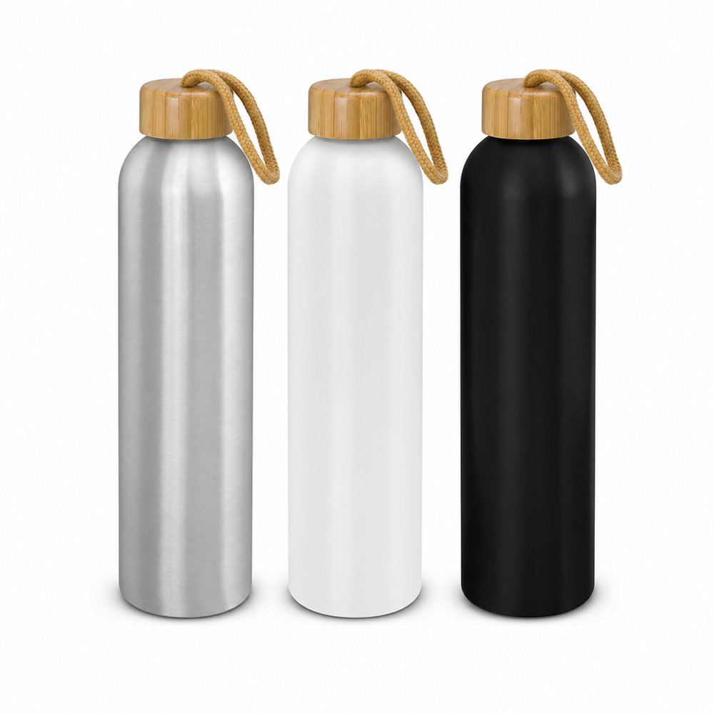 Branded Reusable Water Bottle with Bamboo Lid 600ml