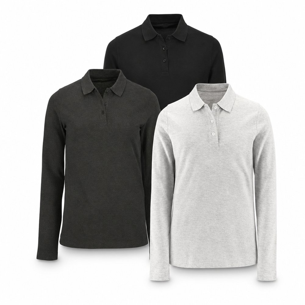 Women's Long Sleeve Polo Shirt 180gsm Cotton