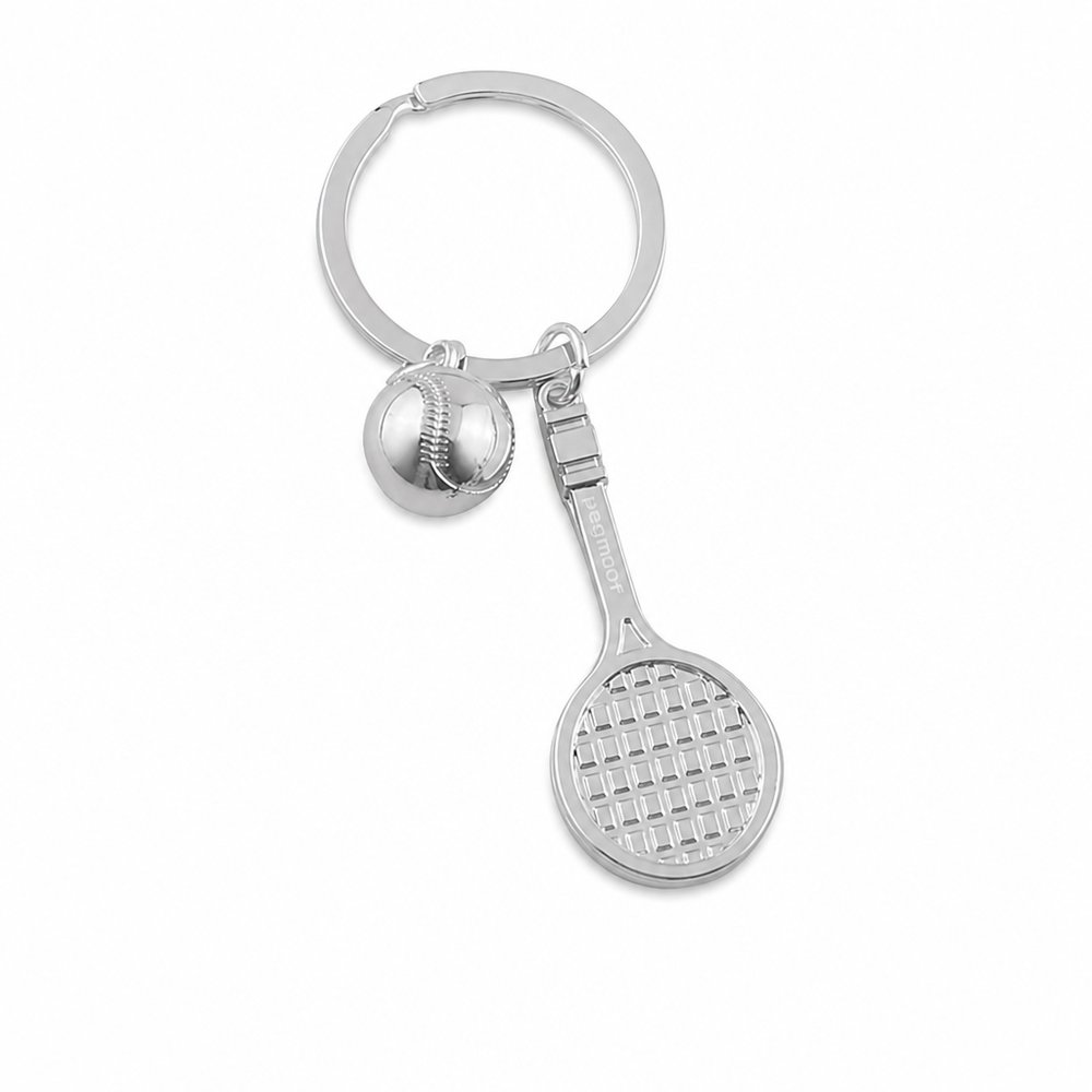 Tennis Racket Shaped Keyring — Branded Metal Keychain
