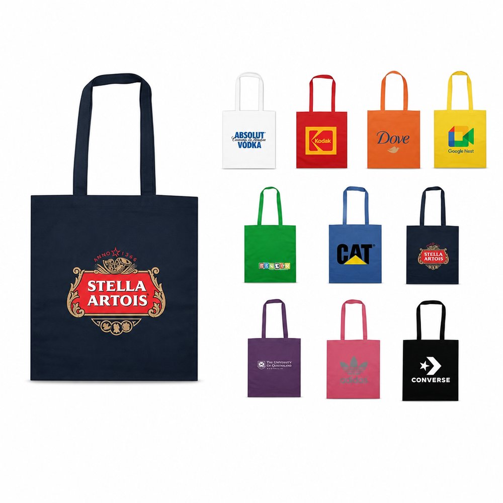 Coloured Calico Cotton Tote Bags, Custom Printed