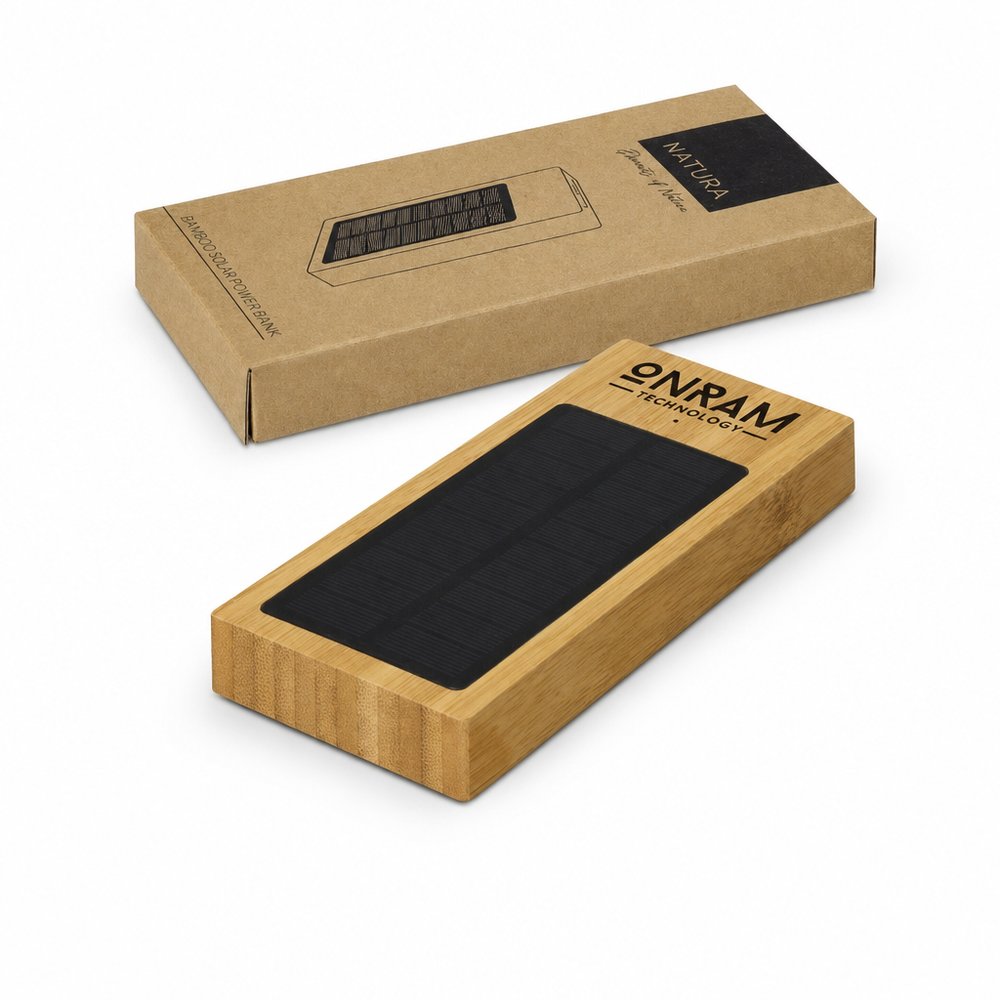 Bamboo Solar Power Bank 10,000mAh — Branded Eco Charger