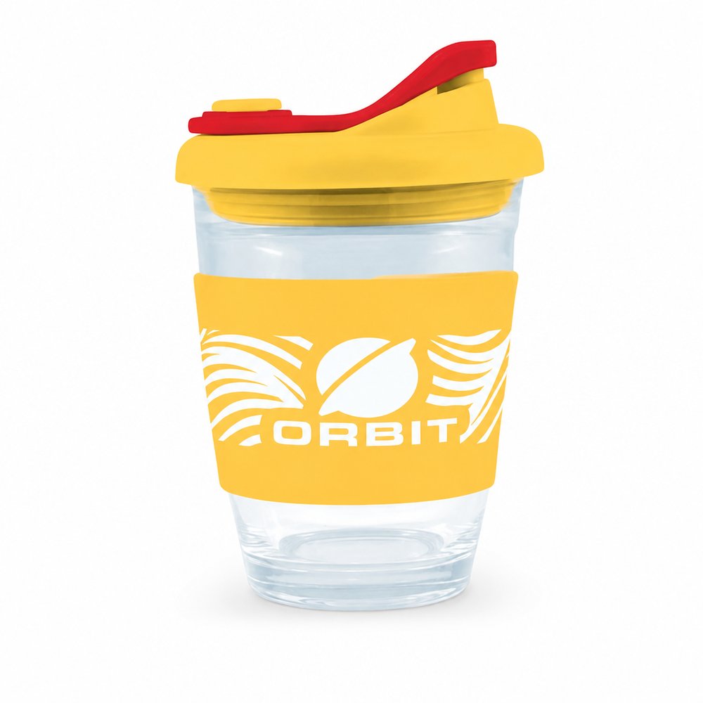 Branded Glass Reusable Coffee Cup 320ml
