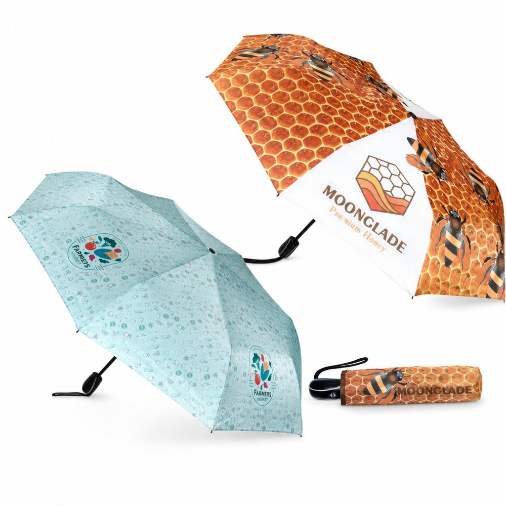 Full Colour Compact Umbrella with Pouch