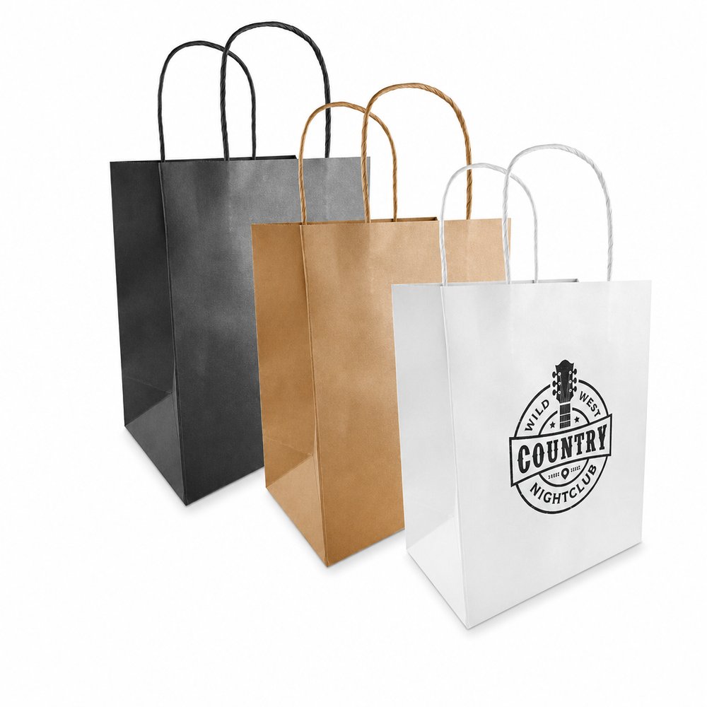 Branded Kraft Paper Bags — Medium Carry with Rope Handles