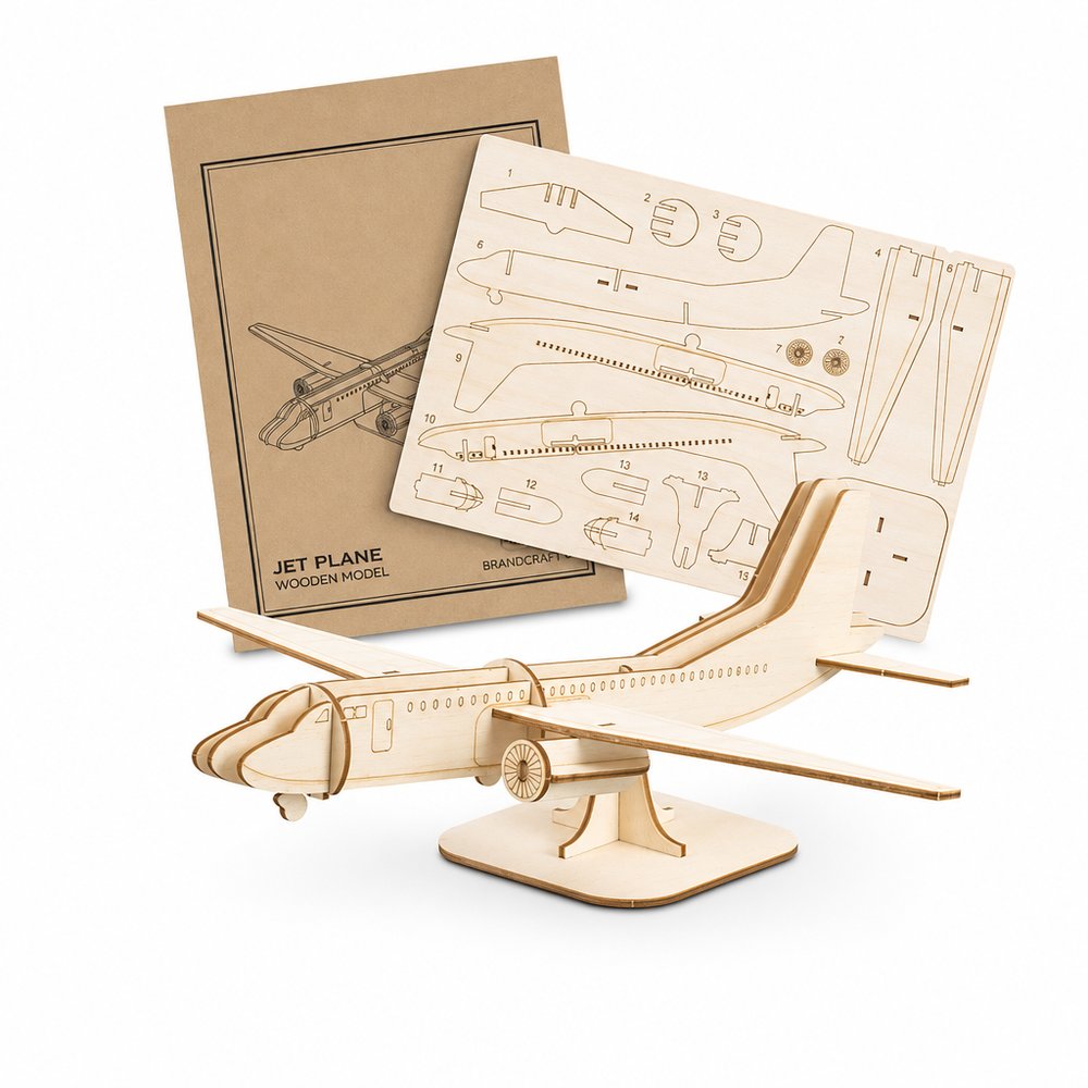 Basswood Model Jet Plane — Branded Wooden Kit