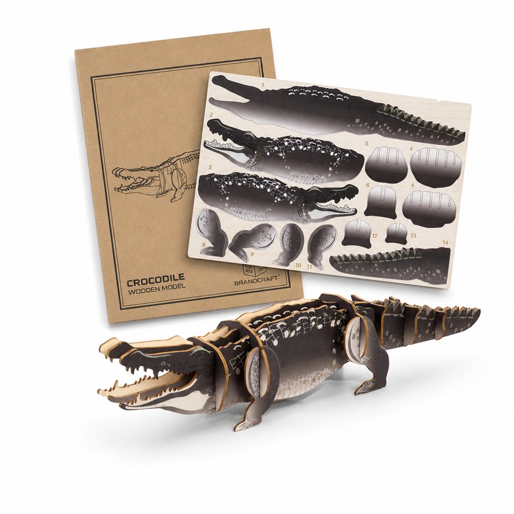 Basswood Crocodile Model Kit — Branded Wooden Puzzle