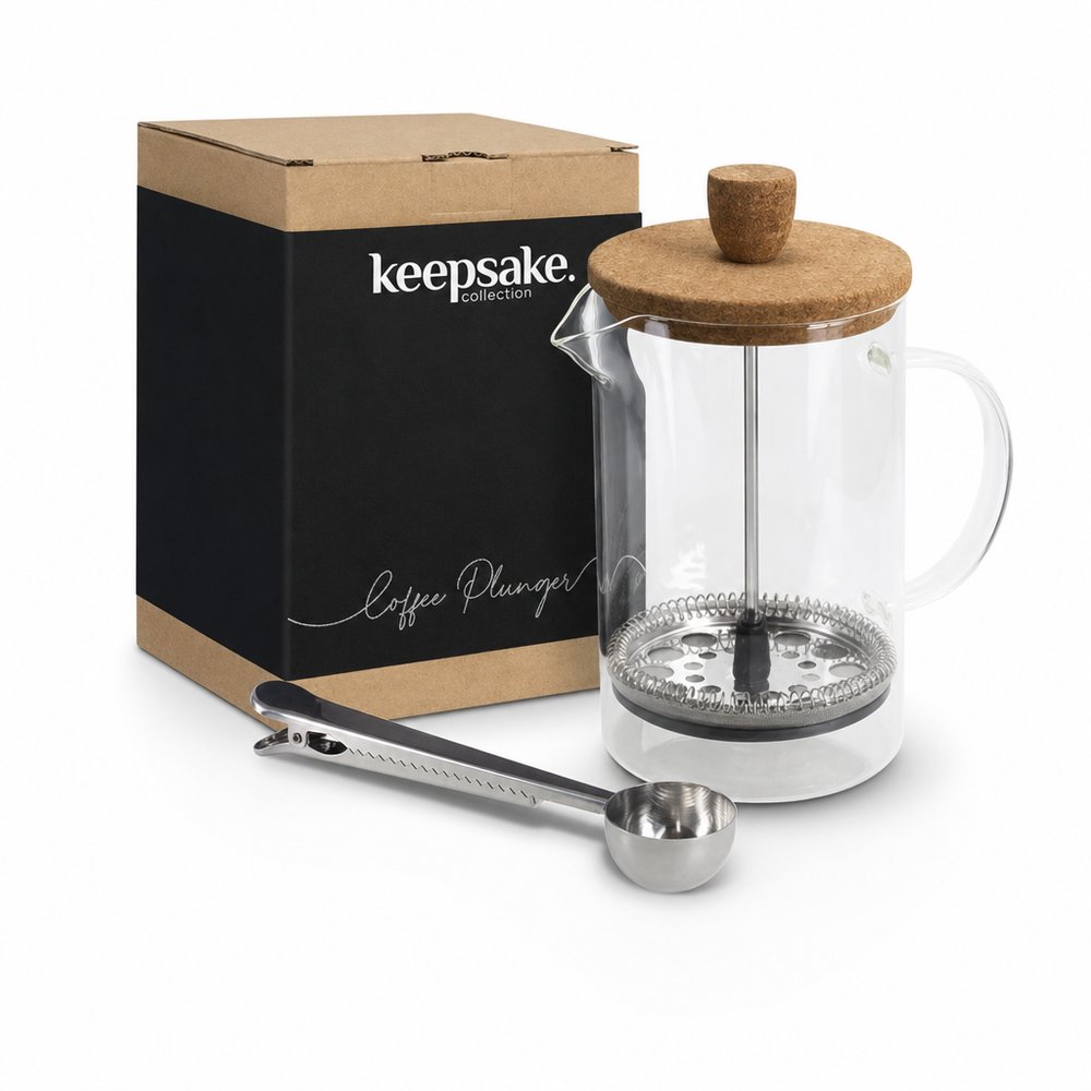 Branded Coffee Plunger 800ml — Borosilicate Glass