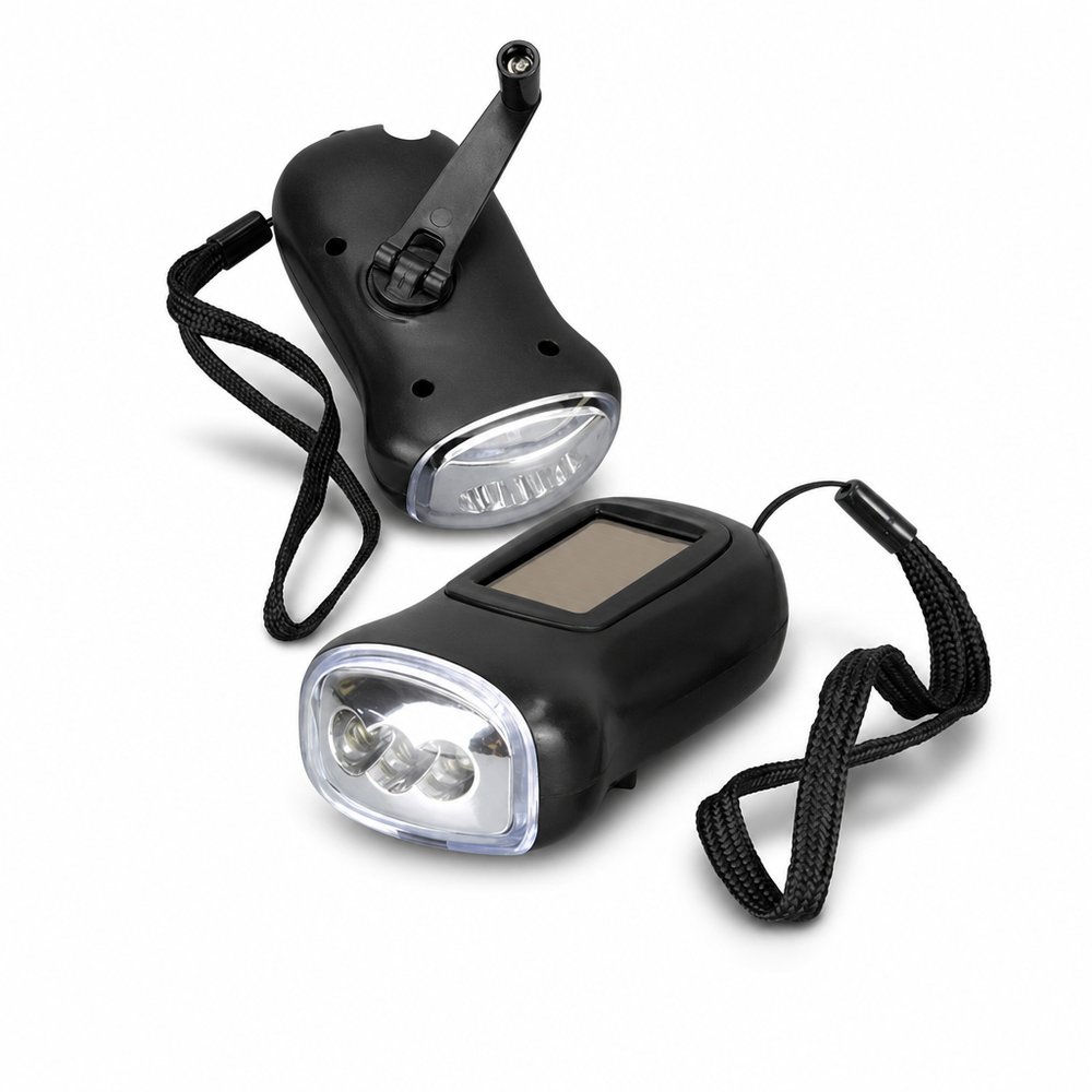 Dynamo Solar Torch — Hand-Crank Branded Flashlight