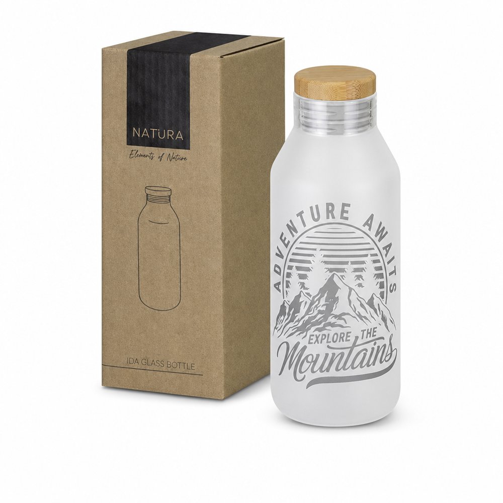 Natura Glass Drink Bottle 600ml with Bamboo Lid