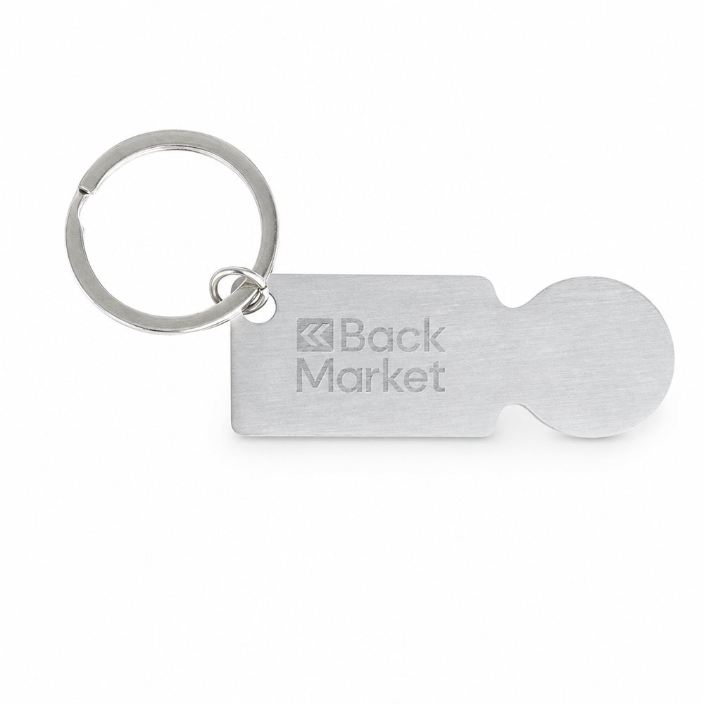 Stainless Steel Trolley Coin Keyring, Laser Engraved