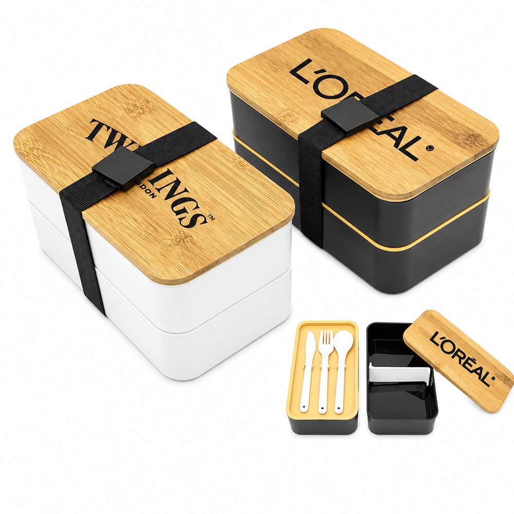 Wheat Straw Bento Lunch Box with Bamboo Lid & Cutlery