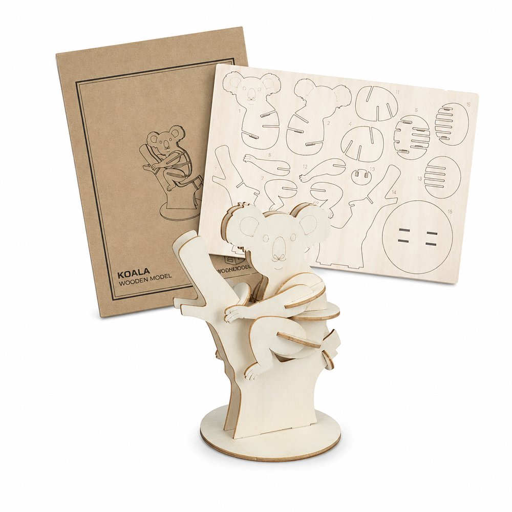 Basswood Koala Model Kit — Branded Wooden Puzzle