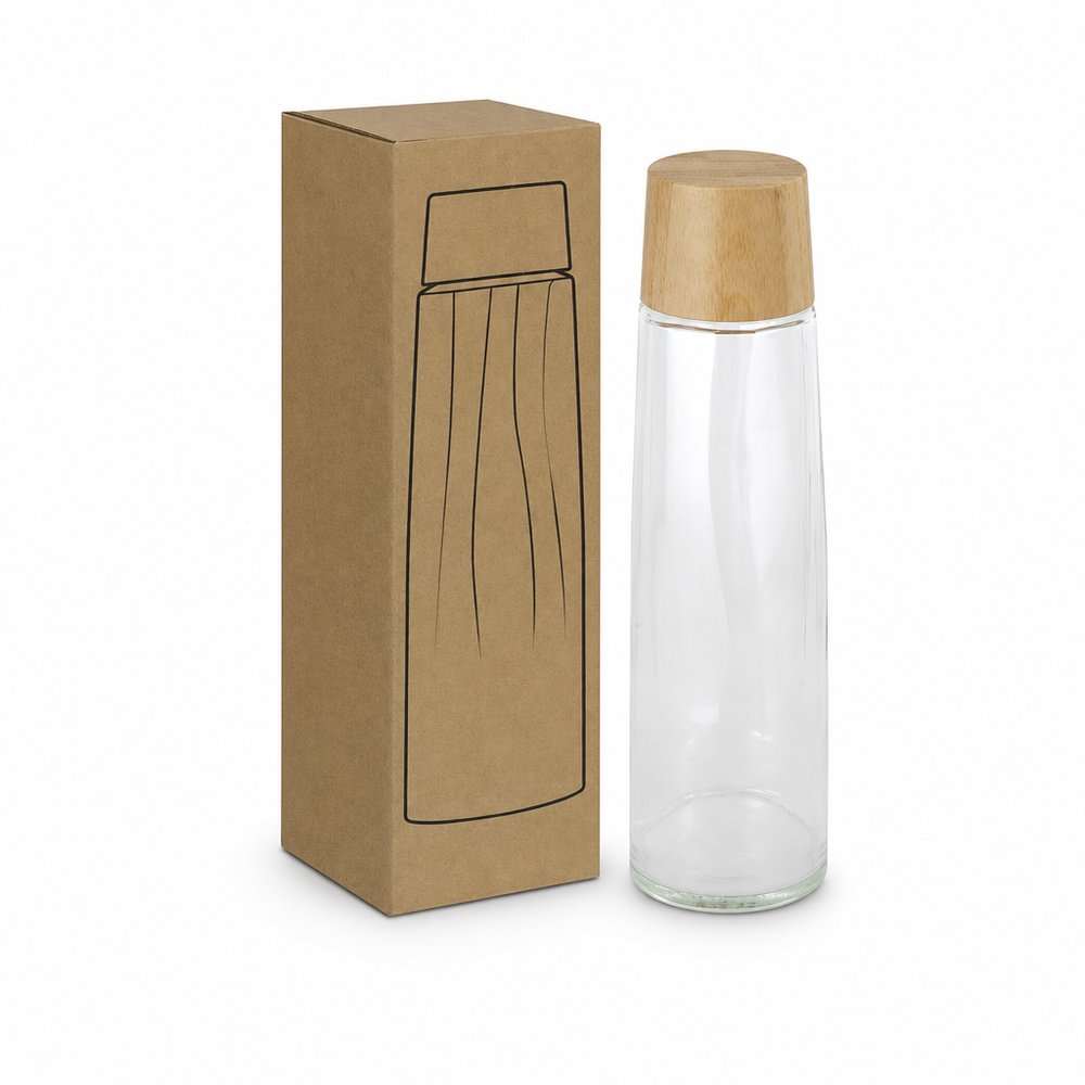 Recycled Glass Drink Bottle 750ml with Bamboo Lid
