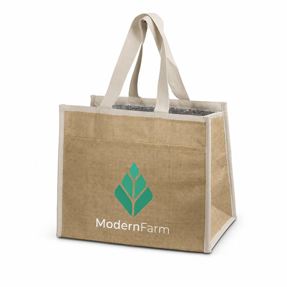 Jute Cooler Tote Bag 13L - Insulated & Custom Branded
