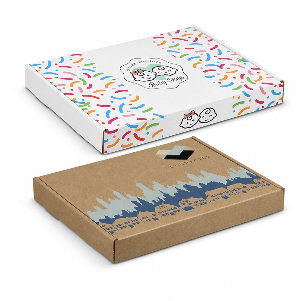 Custom Die Cut Gift Box with Hinged Lid 230x165x22mm
