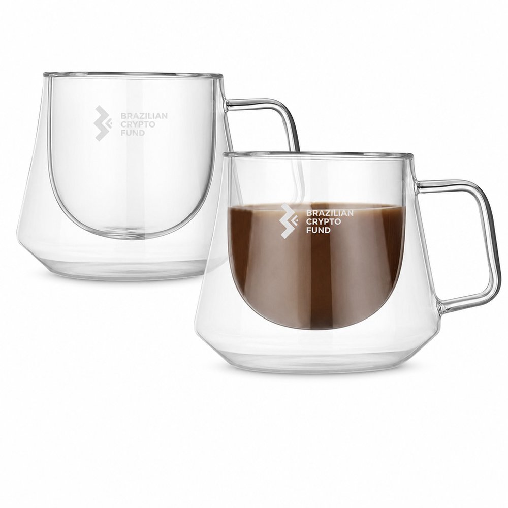 Branded Double-Wall Glass Coffee Mug 230ml