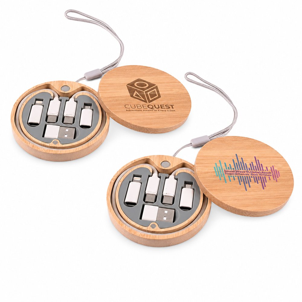 Bamboo Charging Cable Set with Wheat Straw Connectors