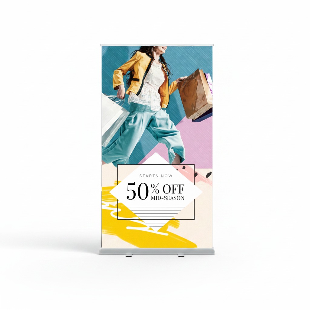 Wide Block-Out Satin Pull-Up Display Banner