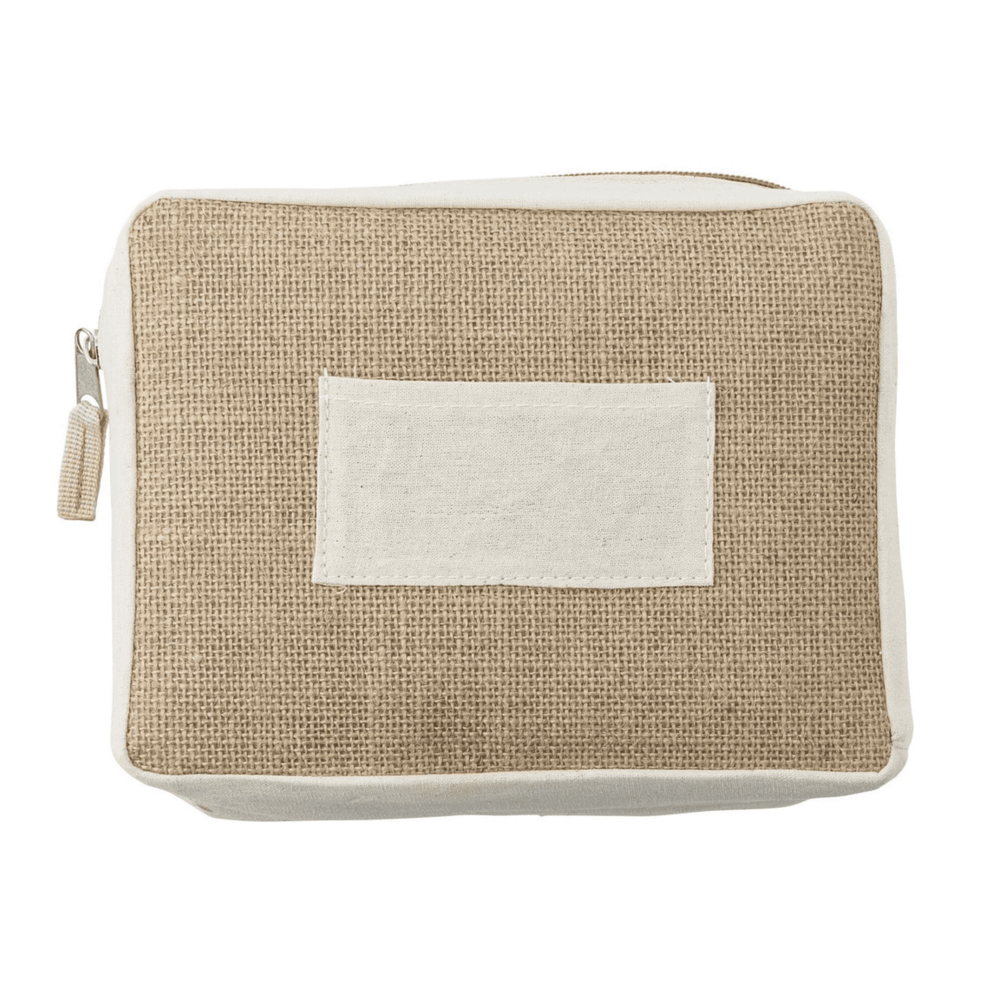 Jute Cosmetic Bag with Zip Closure