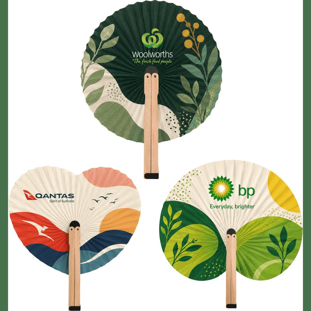 Shaped Wooden Paper Fan — Round, Heart, Pear