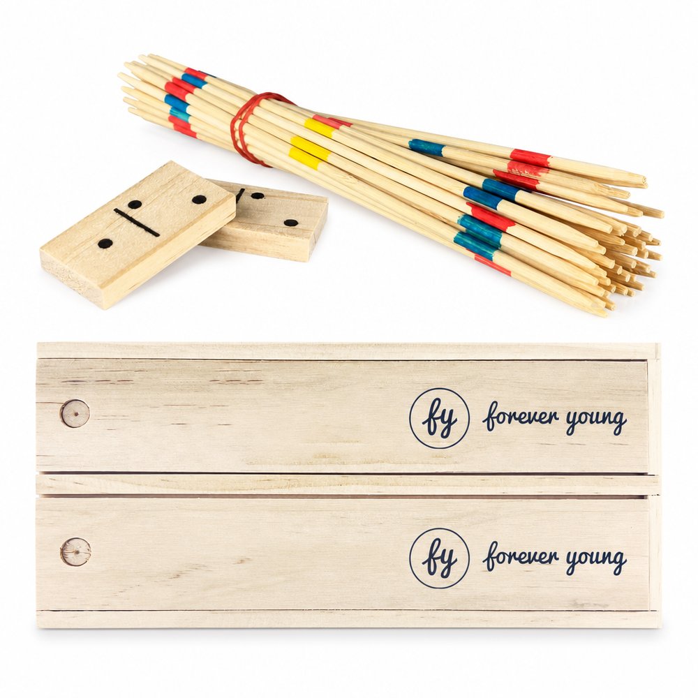 Wooden Domino and Pick-Up Sticks Set