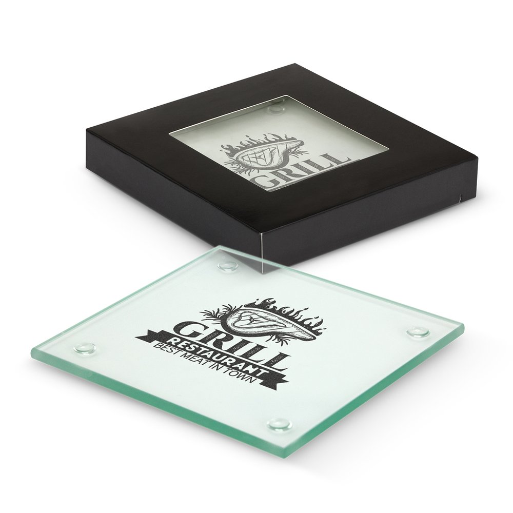 Venice Crystal Square Glass Coaster Set